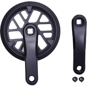 PROWHEEL Junior & Kids Crankset,76MM/89MM/102MM/114MM/127MM/140MM/152MM/160MM/165MM 25T/28T/30T/32T/36T Square Hole Bike Crank Arm Set,Double ChainWheel and Replacement Chain Guard
