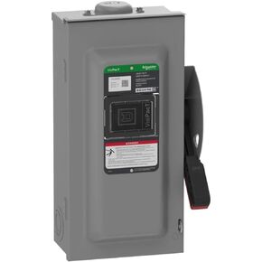 Square D by Schneider Electric VHU363RB VisiPact Heavy Duty Safety Switch with Viewing Window and Red (On) and Black (Off) Indicators, Unfused 3 Pole, 100A, 600VAC/600VDC, Type 3R