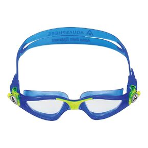 Aqua Sphere Kayenne Jr Kids Swim Goggles - Junior Oversized Anti-Scratch Lens Design, Comfortable Allergenic Leak Free Fit | Unisex Children, Clear Lens, Blue/Yellow Frame (EP3014007LC)