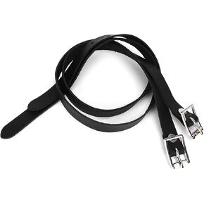 Lengthen for Spur Straps, Double Layer Spur Straps Leather English Spur Straps Leathers with Stainless Steel Buckle Horse Tool Accessories for Horses 50cm Black