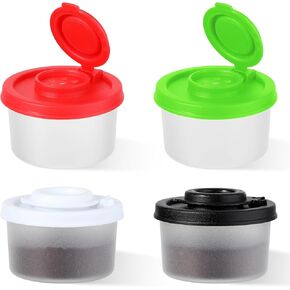 4 Pieces Salt and Pepper Shakers Mini Moisture Resistant Salt and Pepper Shakers Set Plastic Pepper Shakers with Sealed Lids Transparent Travel Seasoning Dispenser Bottles for Outdoor Camping Picnics