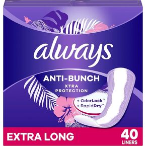فوط يومية للحماية الفائقة من Always Anti-Bunch، طول إضافي طويل، غير معطرة، 116 قطعة