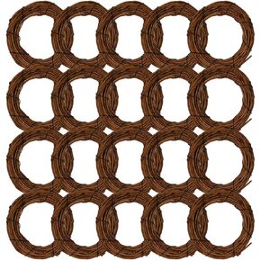 Worown 20 Pcs 4" Natural Grapevine Wreaths Set, Vine Branch Wreath, Rattan Wreath for DIY Christmas Craft, Front Door Wall Hanging, Wedding and Party Decors