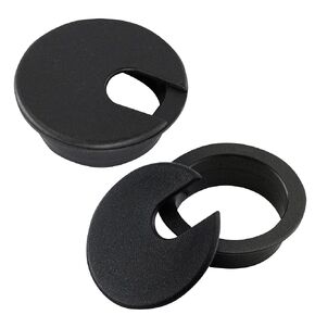 1-3/8 inch Plastic Desk Grommet Wire Cord Cable Grommets Hole Cover, Office Computer Table Wire Organizer Cover, Furniture Cabinet Cable Hole Cover, Black, 6PCS