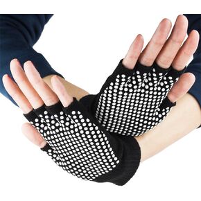 قفازات يوجا بدون أصابع من Crown Sporting Goods مع خرزات مانعة للانزلاق، باللون الأسود in Kuwait