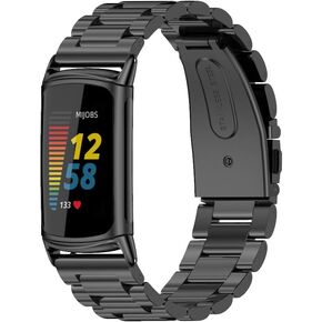 MIJOBS Metal Bands for Fitbit Charge 6 & Fitbit Charge 5, Stainless Steel Strap Adjustable Replacement Wristbands for Charge 6 Women Men