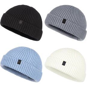 4 Pack Fisherman Beanie Winter Trawler Beanie Fashion Watch Hat Regular Skull Cap for Men Women
