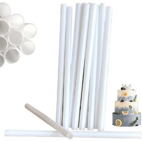 Plastic White Dowel Rods for Tiered Cake Construction, (34 cm x 1 cm) 8 Pieces