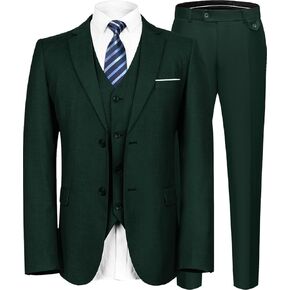Men's Suits Slim Fit Tuxedo Suit Set 3 Piece 2-Button Solid Prom Wedding Party Blazer Vest Pants with Tie