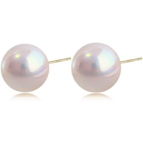 Pearl Earrings 18K Gold Plated 925 Sterling Silver Stud Earrings Button Simulated Shell Pearl Earring Studs Hypoallergenic For Women
