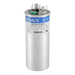 BOJACK 40/10 uF 40+10 MFD 370/440 VAC CBB65 Dual Run Start Round Capacitor for Condenser Straight Cool or Heat Pump Air Conditioner or AC Motor and Fan Starting