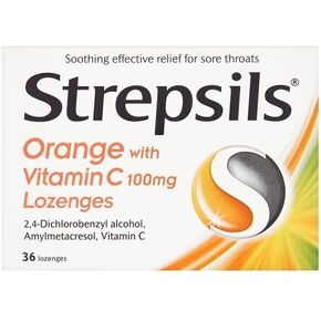 Strepsils Orange with Vitamin C 100mg 36 Lozenges by Strepsils