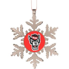 North Carolina State (NC State) UNIV Wolfpack Wolf Head Snowflake Christmas Ornament