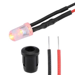 uxcell 5Set DC 12V 5mm Pre Wired LED with Holder, Orange Light Round Top Clear Lens, 8mm Panel Mount