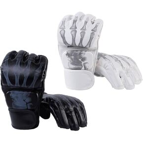Yiju 2 Pairs MMA Gloves, Grappling & Sparring Gloves for Men and Women, PU Leather Fighting Glove, Heavy Bag Gloves