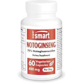 Supersmart - Notoginseng 400mg per Day (High Strength) - Panax Notoginseng Extract - 75% Notoginsenosides | Non-GMO & Gluten Free - 60 Vegetarian Capsules
