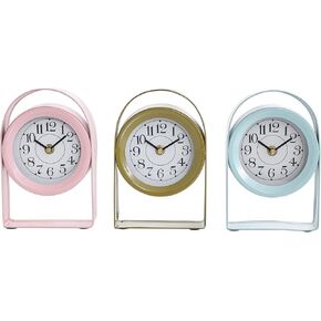 Deco 79 Metal Decorative Clock Mantel Clock with Arched Stands, Set of 3 Tabletop Clock 5" W, 8" H, Multi Colored