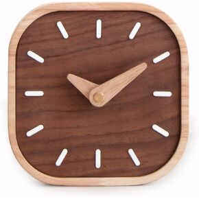 Table Clock - 5.3in Wooden Table Clocks for Living Room,Silent Non-Ticking Small Desk Clock Suitable for Bedroom, Bedside, Desk
