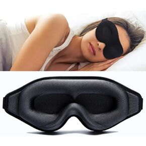 Sleep Mask for Side Sleeper, Eye Mask for Men Women,100% Light Blocking 3D Sleeping Eye Mask, Soft Breathable Eye Cover for Women Men, Relaxing Zero Pressure Night Blindfold, Black