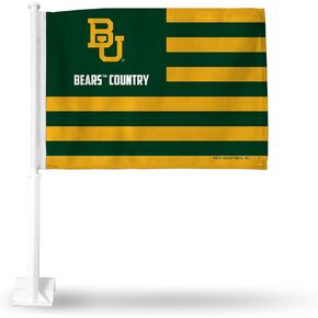 Rico Industries NCAA Baylor Bears Country Double Sided Double Sided Car Flag - 16" x 19" - Strong Pole That Hooks onto Car/Truck/Automobile