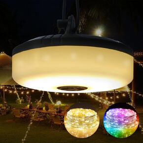 Camping String Lights, Outdoor String Lights with 5 Lighting Modes(32.8Ft), 2 in 1 Waterproof and Durable, Quick 30s Recovery, USB Charging, Rechargeable String Lights for Camping Yard Hiking