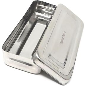 Stainless Steel Medical Dental Sterilizer Instrument Box, Organizer Storage Tray with Lid - 7L x 3W x 1.25H (Plain)