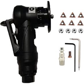 Pneumatic Chamfering Machine Mini Carpenter Chamfering Tool Portable Handheld Grind Chamfer Tool Deburring Trimming Machine (Black + 6pcs C-Blades for Metal Beveling