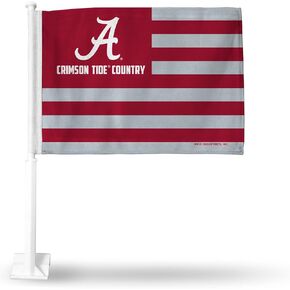 Rico Industries NCAA Alabama Crimson Tide Country Double Sided Car Flag - 16" x 19" - Strong Pole That Hooks onto Car/Truck/Automobile