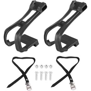 Jadeshay Non-Slip Bike Pedal Toe Clip Set, Durable Toe Clips & Straps for Road, Mountain & Fixed Gear Bikes