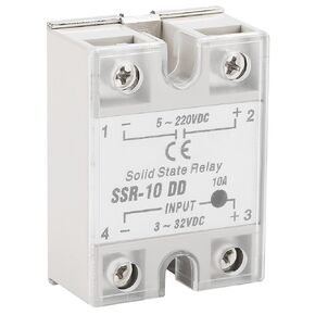 White SSR-10DD 10A Single Phase Contactless Mute Solid State Relay DC Control DC Input Control Voltage DC3-32V Control Load Voltage DC 5-200V， Solid State Relays