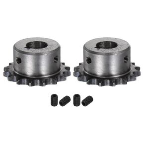 uxcell 2pcs ISO/DIN 06B-1 Roller Chain Sprocket B Type 16mm Bore, 3/8" Pitch, A3-Steel Single Strand Roller Sprocket Hardened 16 Tooth