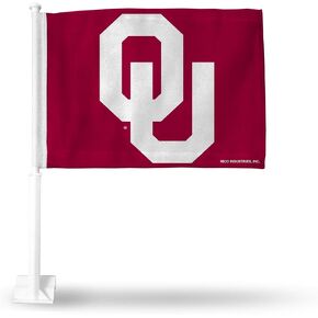 علم سيارة Rico Industries NCAA Oklahomaooners قياسي مزدوج الجوانب - 40.64 سم × 48.26 سم - عمود قوي يتم تثبيته على السيارة/الشاحنة/السيارات