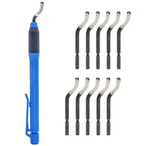 Deburring Tool Set NO2000 with 11 High Speed Steel Swivel Blades, 360 Degree Rotary Head for Metal, Resin, Aluminum, Copper, Plastic, 3D Printing, Brass, PVC Pipes - Ideal for Plumbing - Burr Removal