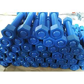 3/4" - 10 Thread Size, 4-1/4" Long, B7 Blue PTFE Coated Threaded Rods, with HH Nuts (5 rods, 10 Nuts)
