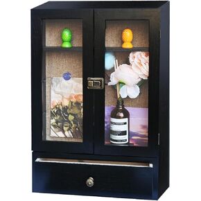11x16 Shadow Box Frame Display Case with 3 Shelf,2 Doors and 1 Drawer Display Case Box for Memorabilia,Baby Items,Wedding Memories,Crafts,Tickets and Photos (White)