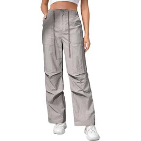 High Waisted Cargo Pants Women Baggy Wide Leg Elastic Waist Lightweight Joggers Hiking Sweatpants with Pockets