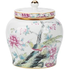 Medium Ceramic Keepsake Urn for Mom's Ashes - Urn for Human Ashes Adult Female - Beautiful Flower and Bird Patterns - for Partial Cremated Remains (urn-001)