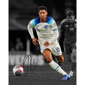 Ikonic Fotohaus Jude Bellingham Soccer Star Signed Photo Autograph Print Wall Art Home Decor, 8 x 10 Inch, White