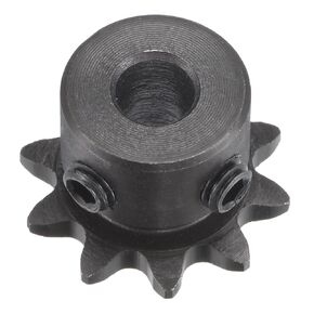 uxcell 10 Tooth Roller Sprocket B Type, #25 Chain, Single Strand 1/4" Pitch, 6.35mm Bore Black Oxide C45 Carbon Steel with Set Screws for ISO 04C
