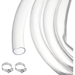 1" x 1 1/4" Clear Plastic PVC Tubing 25ft Flexible Vinyl Tube, [for Garden Irrigation, Water Hose, Fish Tank, Aquarium] - 25.4mm x 31.8mm / with 2Pcs Clamps