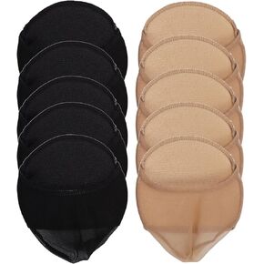 Forefoot Socks Ball of Foot Cushions Anti Slip, 10 Pairs Toe Padding Cover Socks Half Socks for Women High Heel, Breathable Fabric Liner Half Socks Non Skid Bottom One Size Washable Reusable