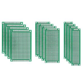 uxcell Double-Sided PCB Board Printed Circuit Boards Kit (3 Sizes - 4x6 3x7 2x8) Prototyping Board for DIY Soldering Electronic Projects Practice Test Circuit 12pcs