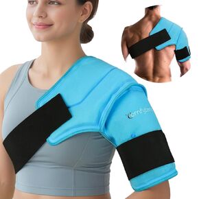 Comfytemp 3D Shoulder Ice Pack Wrap for Injuries Reusable Gel, FSA HSA Eligible, Physical Rotator Cuff Cold Therapy Arm Shoulder Sleeve for Pain Relief, Fracture, Arthritis, Surgery, Muscle Recovery