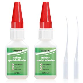 Ganbaro® Rubber Glue 1.4 oz Clear Rubber Adhesive Fast-Bonding Dry in 15 s for Bonding Rubber and Rubber, Tire, Automotive Parts, Super Sealants for Rubber Edges and Other Materials,20 ml*2