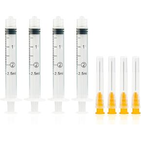 5 Pack 2.5ml Syringe with 25G 1Inch (25mm) Needle Luer Lock, Disposable Lab Injection Syringes Individually Wrapped