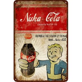 Nuka Cola Tin Sign Wall Art For Man Cave,Art Poster For Bar Pub Garage Kitchen Garden Bathroom Office Home,8x12 inch