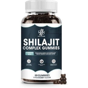 Shilajit Complex Gummies 1400MG with Ashwagandha for Enhanced Energy and Immune Support, Shilajit for Men Energy Booster, Sugar-Free, Strawberry Flavor, 60 Count