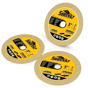 3 Inch Cut Off Wheels 3 Pack, Diamond 3" x 1/24" x 3/8" Cutting Wheel, Metal & Stainless Steel Cutting Disc for Die Grinder Cutter Disc