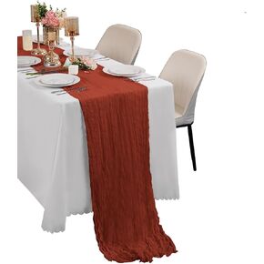 12PCS Dusty Blue Cheesecloth Table Runner 17 x 108 Inche Gauze Table Runner 9FT Romantic Table Runner for Wedding Decorations Baby Shower Birthday Party Table Decorations