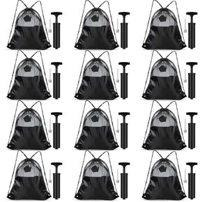24 Pcs Christian Charity Donation Supplies Deflated Ball Pump Kit Include Football Pump Hand Air Pump with Needle Mesh Sport Bag Carry Bag Samaritan's Purse Operation (Black)